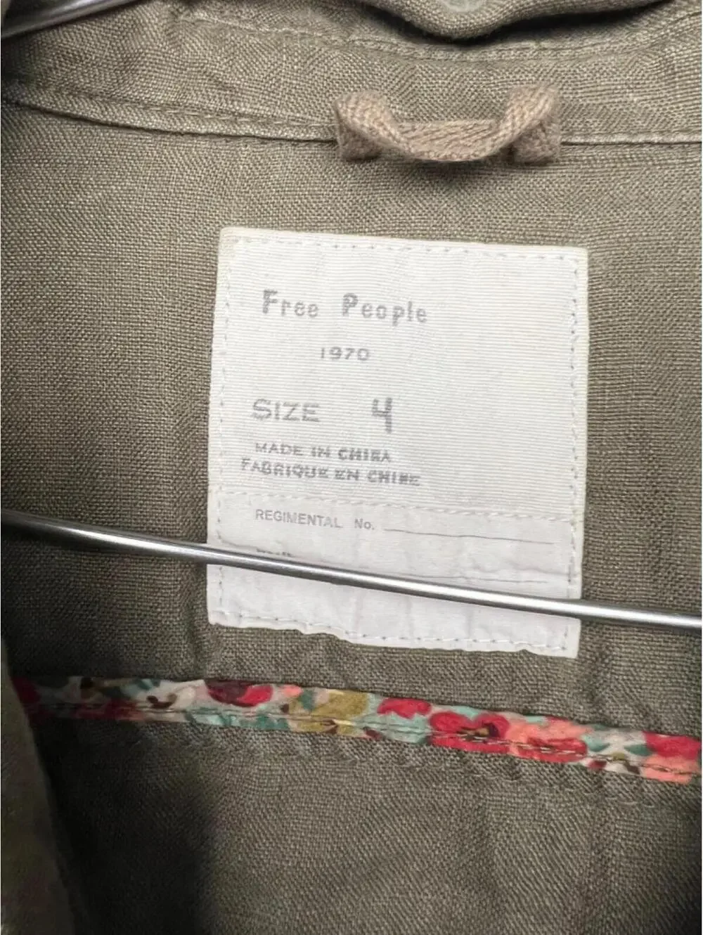 Free People Military Utility Jacket Womens 4/S Linen Cargo Pocket Gorpcore Green